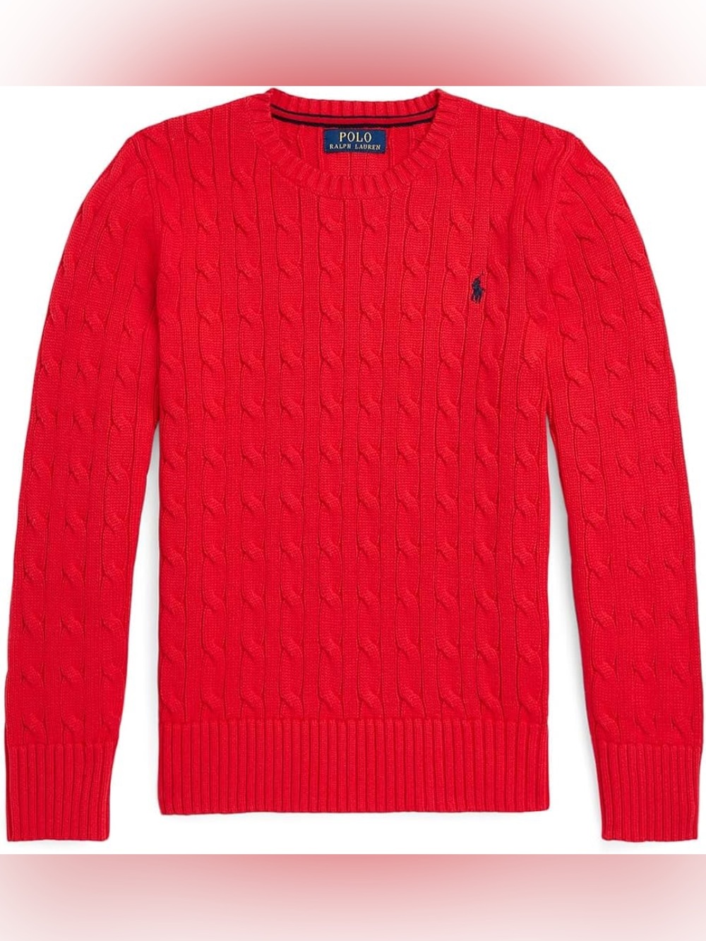 Polo by Ralph Lauren Bright Red Cable-Knit Crewneck Sweater